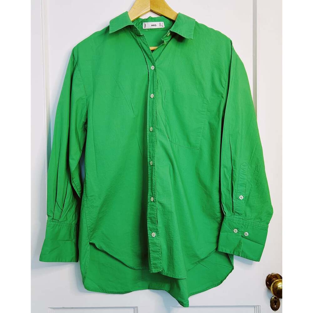 Women's Oversized Kelly Green Collared Shirt from Mango Size XS - Picture 3 of 11